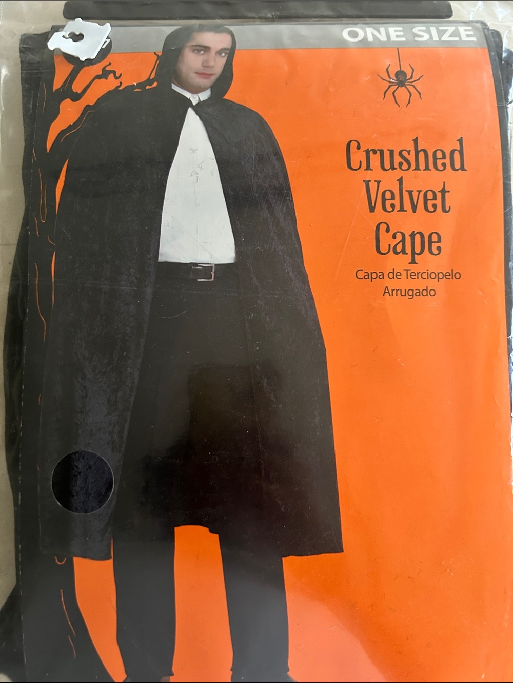 Black Crushed Velvet Cape for Men - One Size